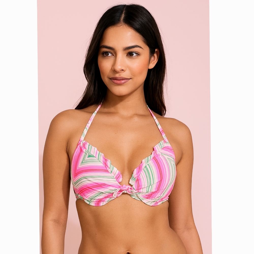 Victoria's Secret Wmns Padded String Tie Underwire Push-Up Bikini Swim Top Sz34D